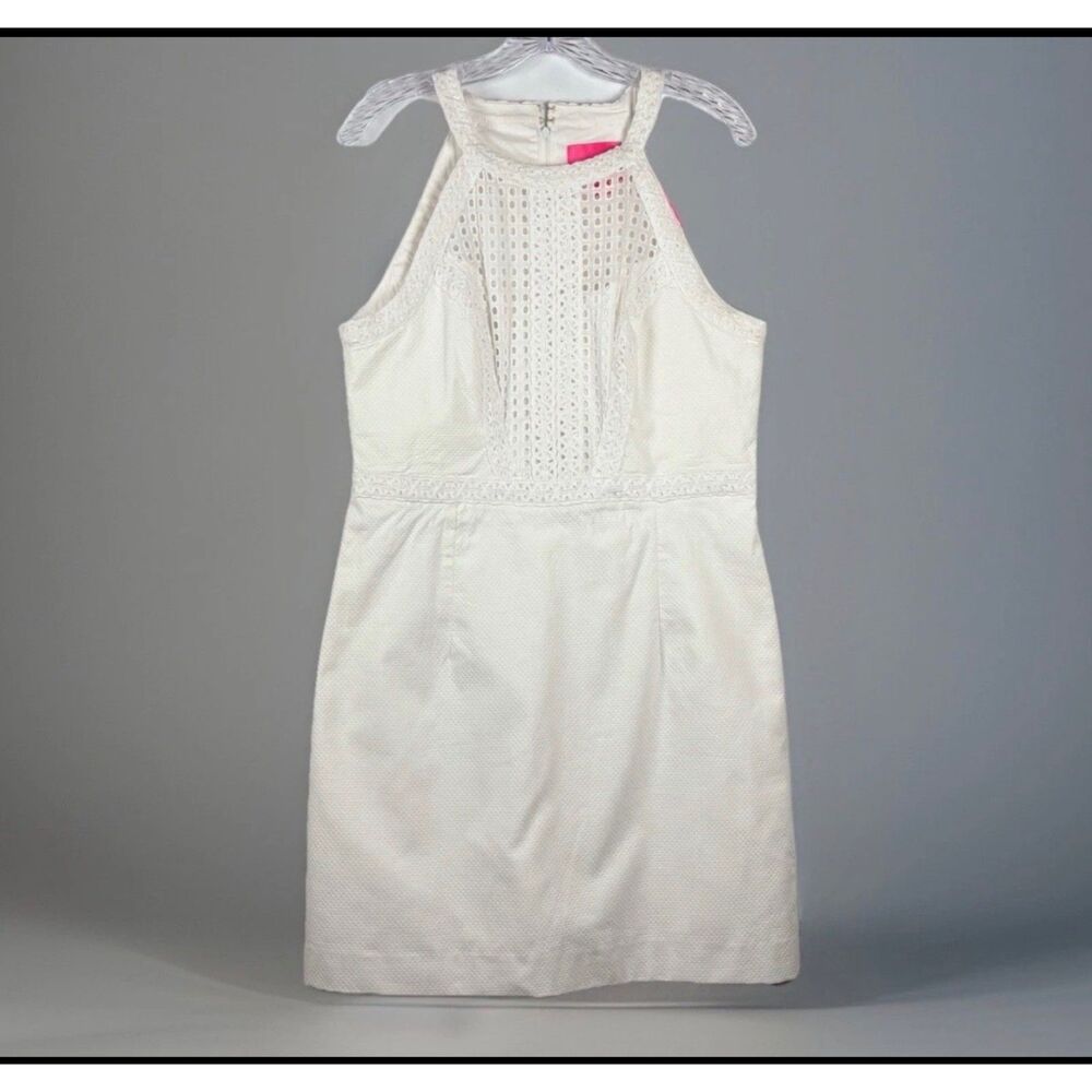 Lilly Pulitzer Charlize Shift Dress Resort White Eyelet Halter Bridal NWT Sz 12